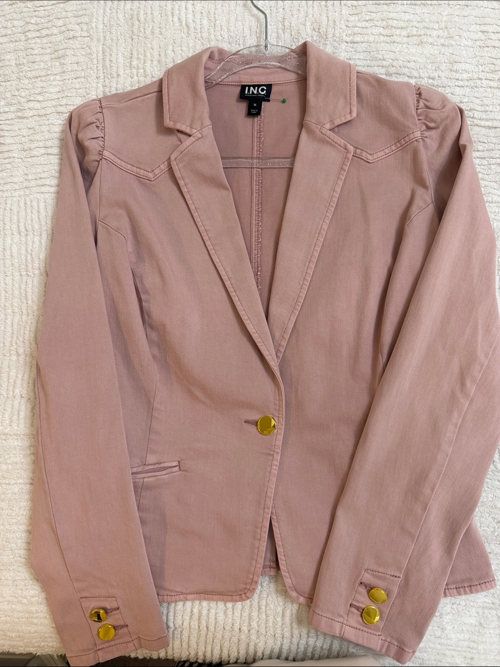 INC International Concepts dusty mauve single-button blazer